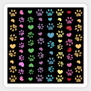 Rainbow colored paw prints Sticker